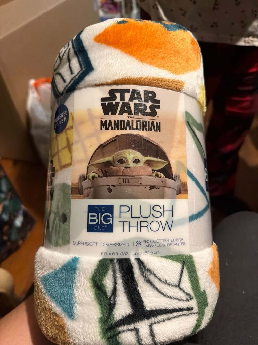 The Big One Star Wars The Mandalorian Grogu Plush Throw Size 5ft x 6ft